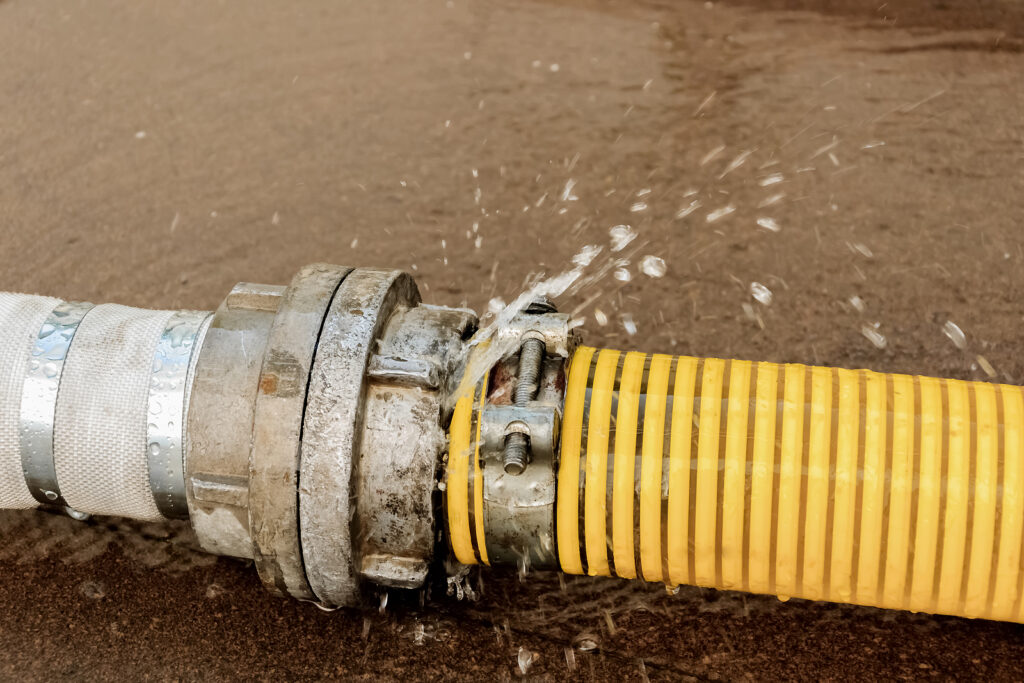 Burst pipe with water leak